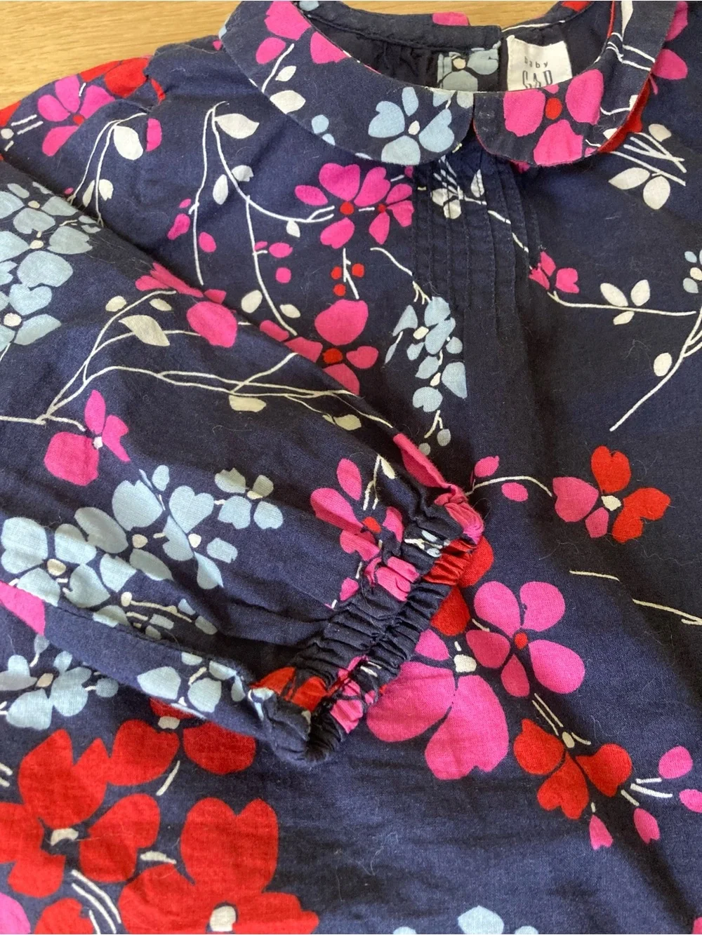 GAP Navy Top with Pink and Red Floral Accents 18-24mo